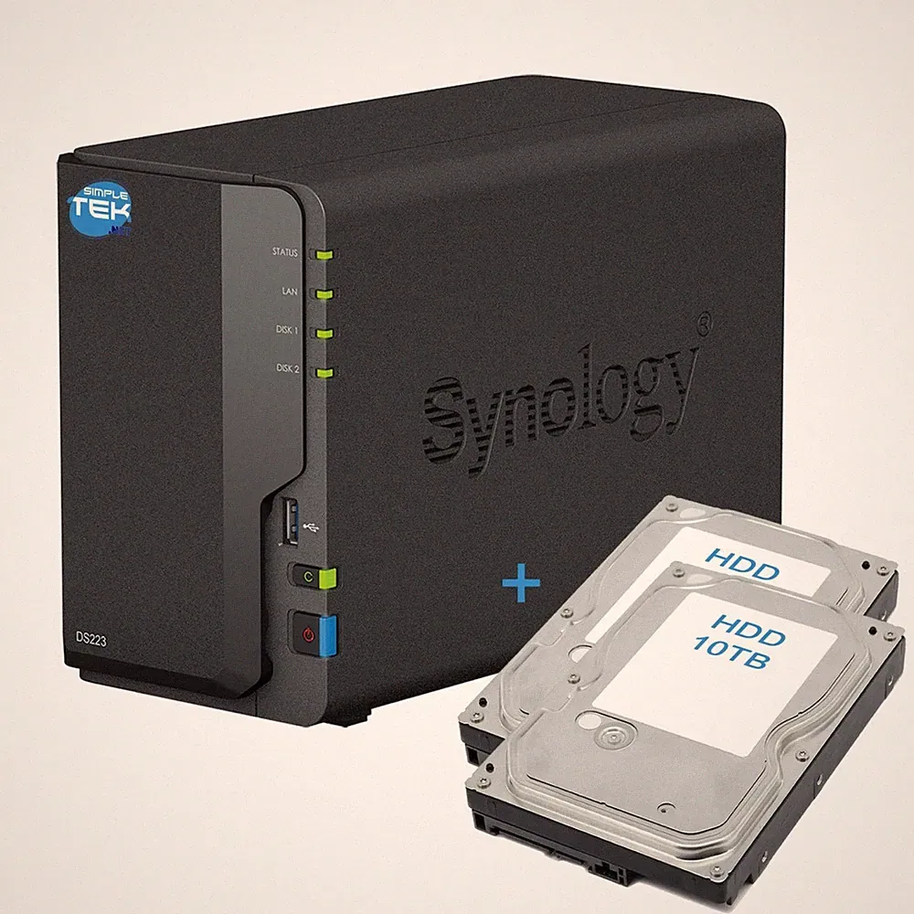 SYNOLOGY DS223 NAS 2-BAY Dual HDD 10TB Preinstalled SATA Ethernet LAN IP